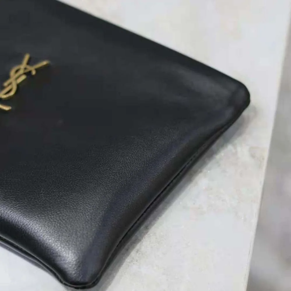 Saint Laurent YSL Calypso Small Pouch in Lambskin for Women in Black Saint Laurent YSL Calypso Small Pouch in Lambskin for Women in Black