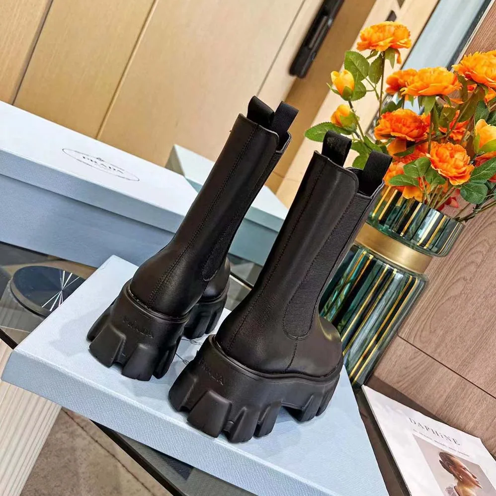 Prada Monolith Brushed Leather Chelsea Boots for Unisex Prada Monolith Brushed Leather Chelsea Boots for Unisex