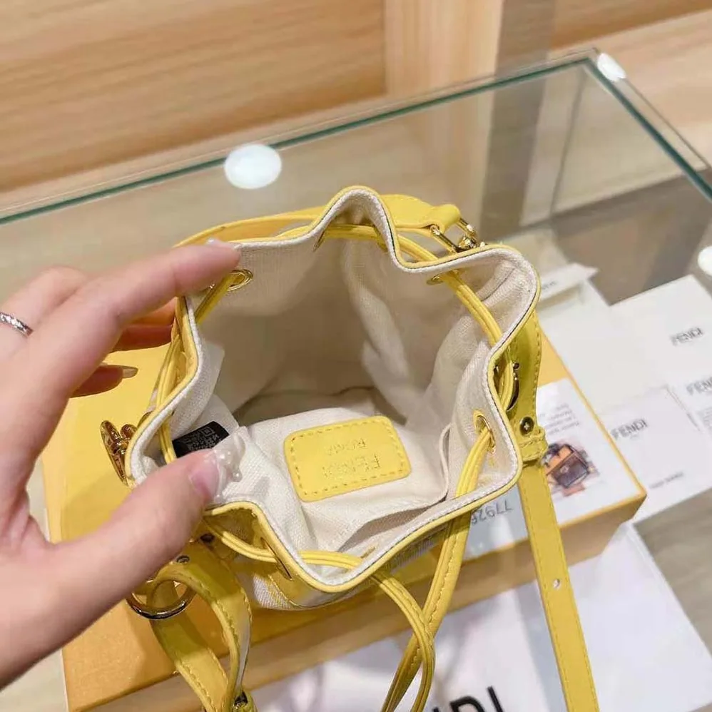 Fendi Mon Tresor Glazed Canvas Mini-Bag for Women in Yellow Fendi Mon Tresor Glazed Canvas Mini-Bag for Women in Yellow