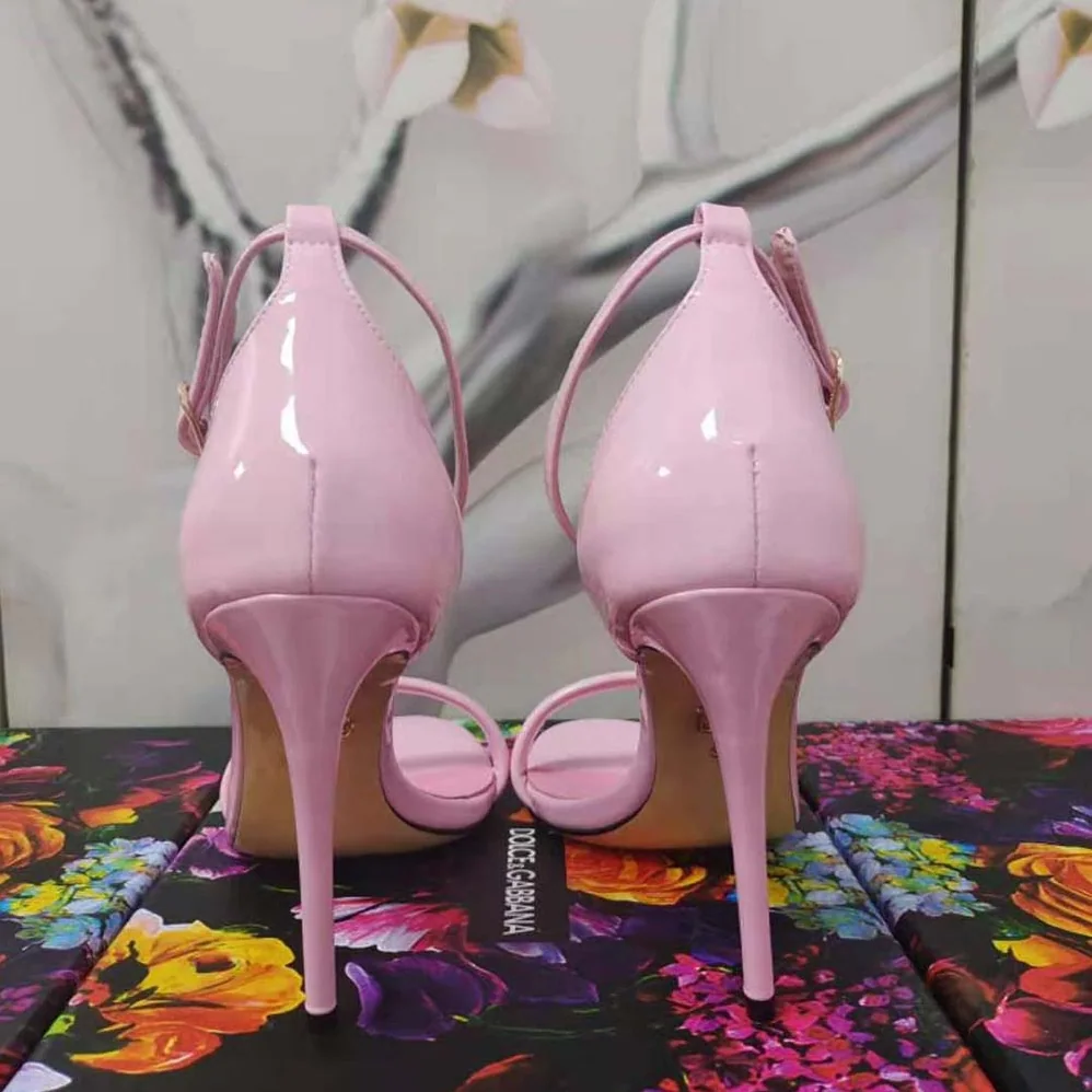Dolce Gabbana D&G Patent Leather Sandals in 105 mm Heel Height for Women in Pink Dolce Gabbana D&G Patent Leather Sandals in 105 mm Heel Height for Women in Pink