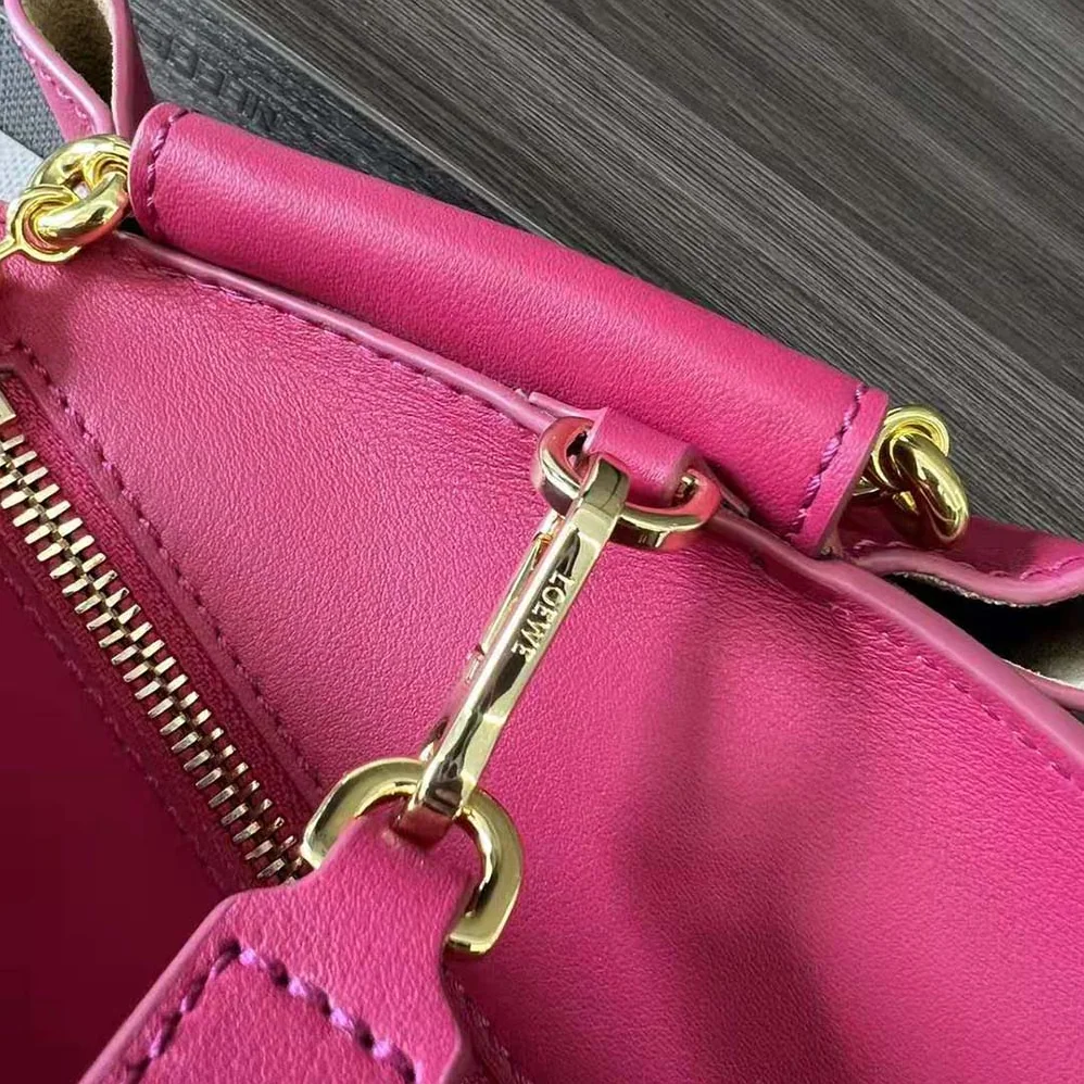 Loewe Small Paseo Bag in Shiny Nappa Calfskin with Chain for Women in Rose Loewe Small Paseo Bag in Shiny Nappa Calfskin with Chain for Women in Rose