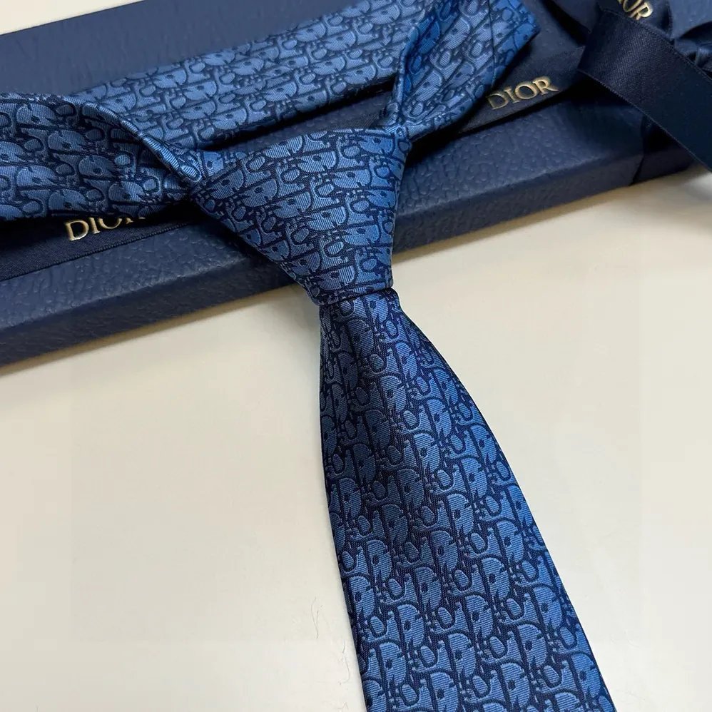 Dior Oblique Tie Blue and Black Silk for Men Dior Oblique Tie Blue and Black Silk for Men