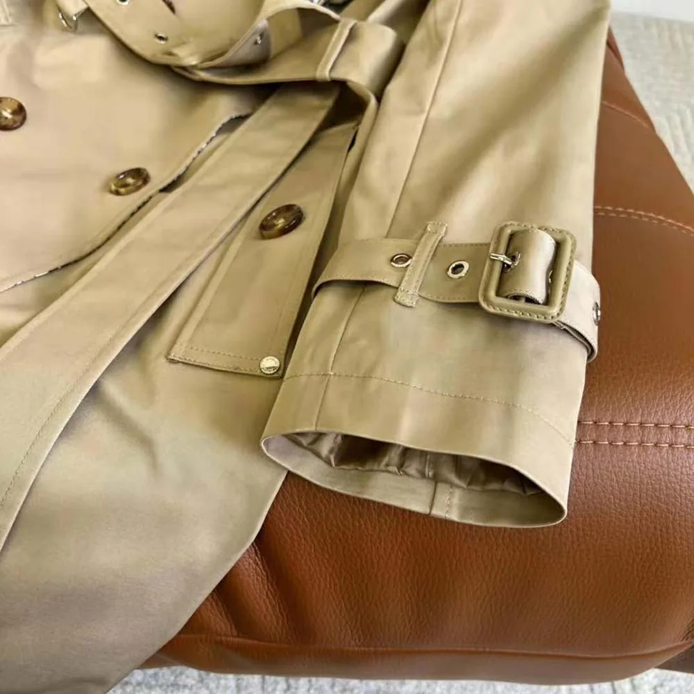 Burberry Monogram Print Detail Cotton Gabardine Trench Coat for Women