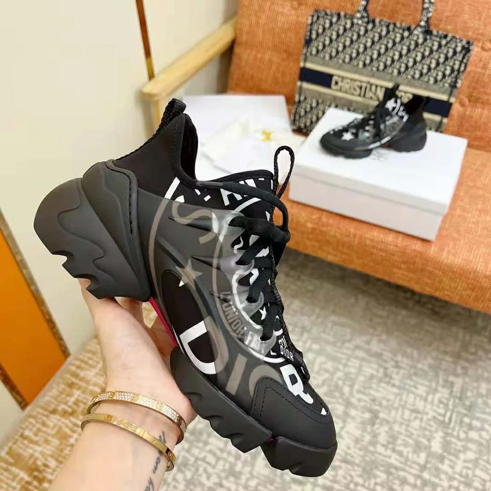 Dior D-Connect Sneaker Black Technical Fabric with Dior Union Print for Women