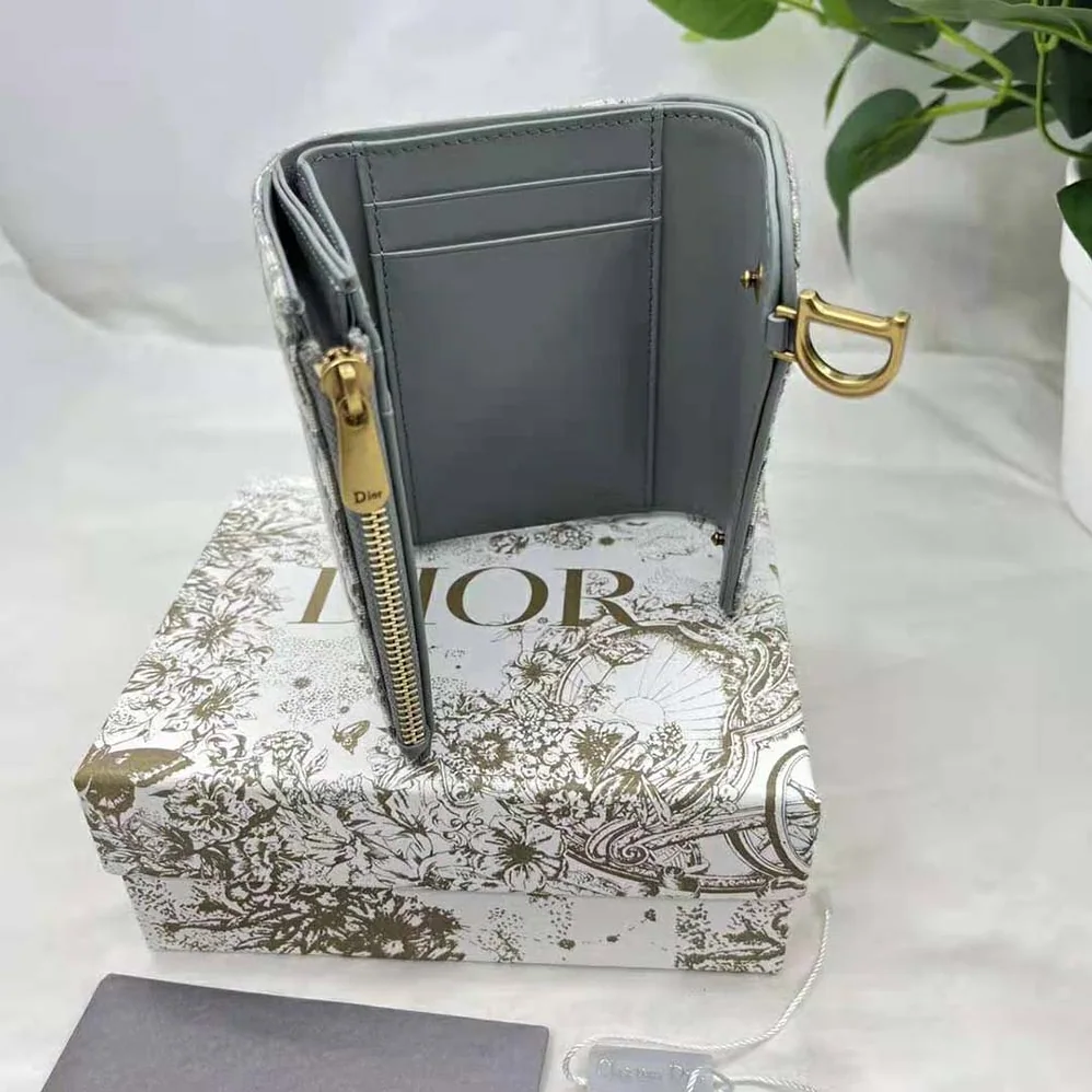 Dior Saddle Lotus Wallet Gray Dior Oblique Jacquard for Women Dior Saddle Lotus Wallet Gray Dior Oblique Jacquard for Women