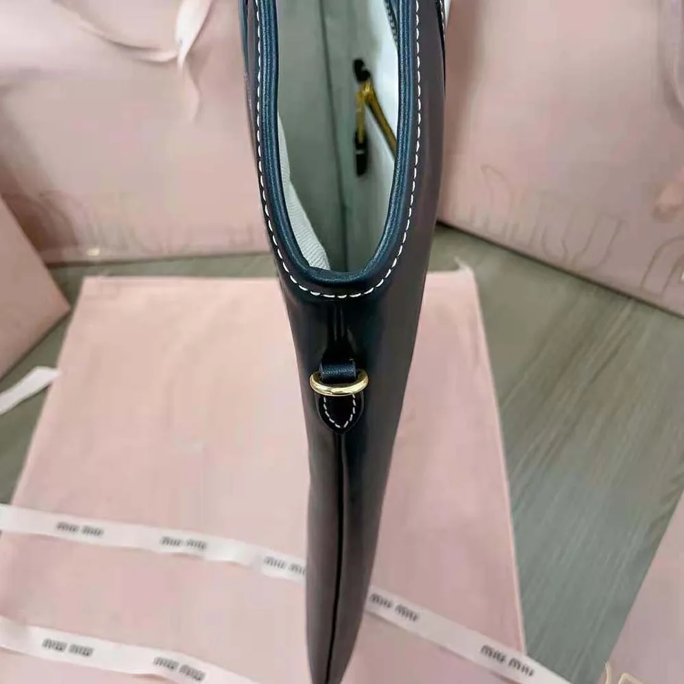 Miu Miu IVY Leather Bag with Leather Lettering Logo for Women in Black Miu Miu IVY Leather Bag with Leather Lettering Logo for Women in Black