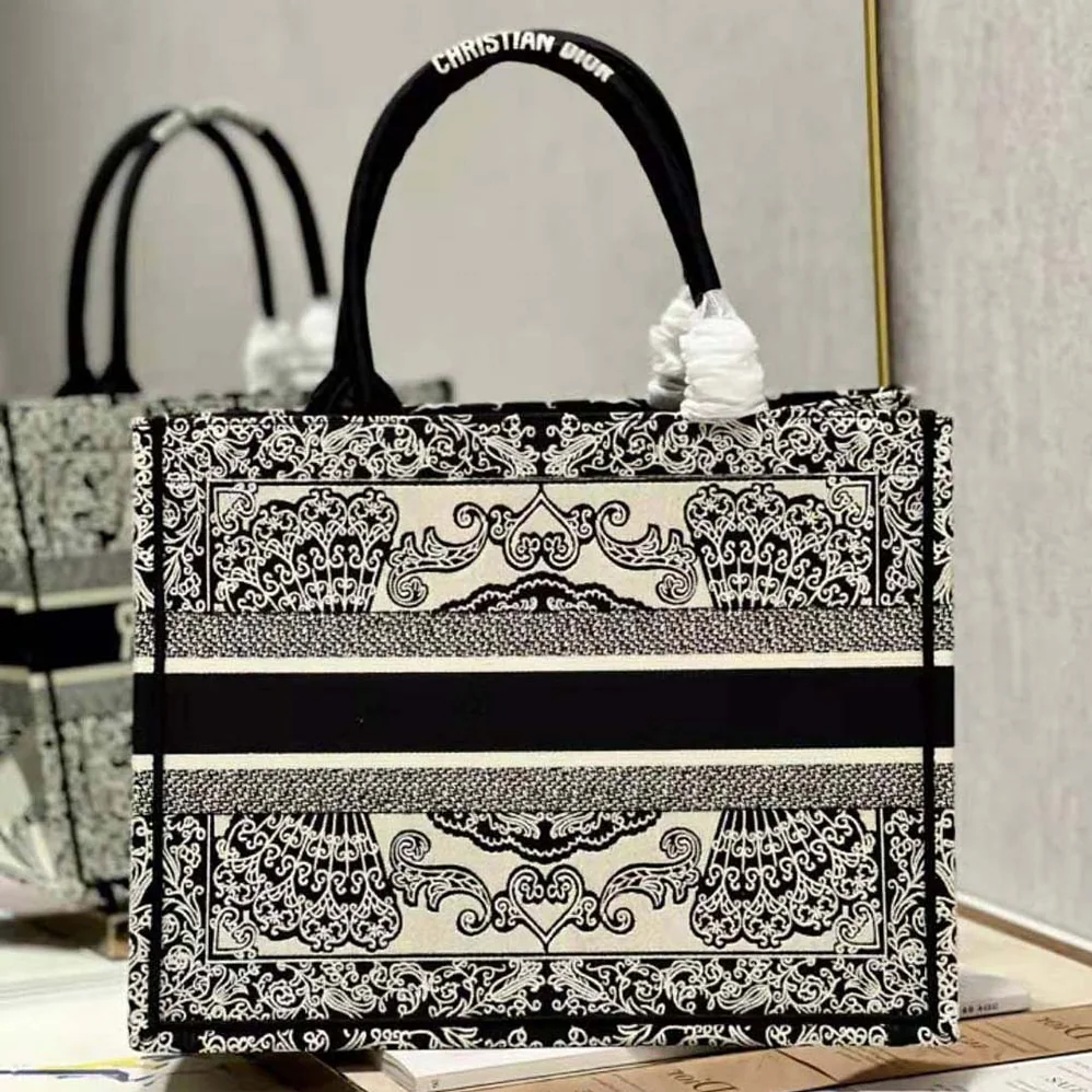 Dior Medium Dior Book Tote White and Black Dior Bandana Embroidery for Women