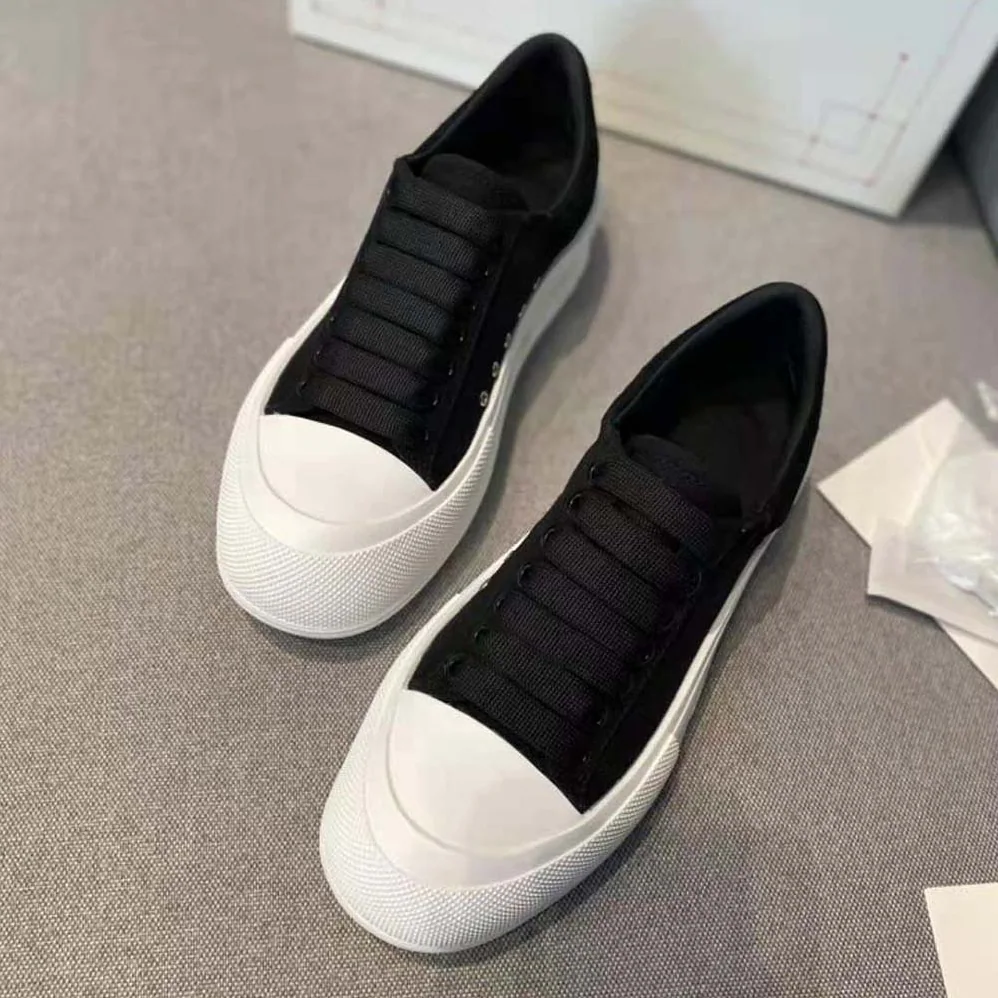 Alexander Mcqueen Deck Lace Up Plimsoll for Women in Black