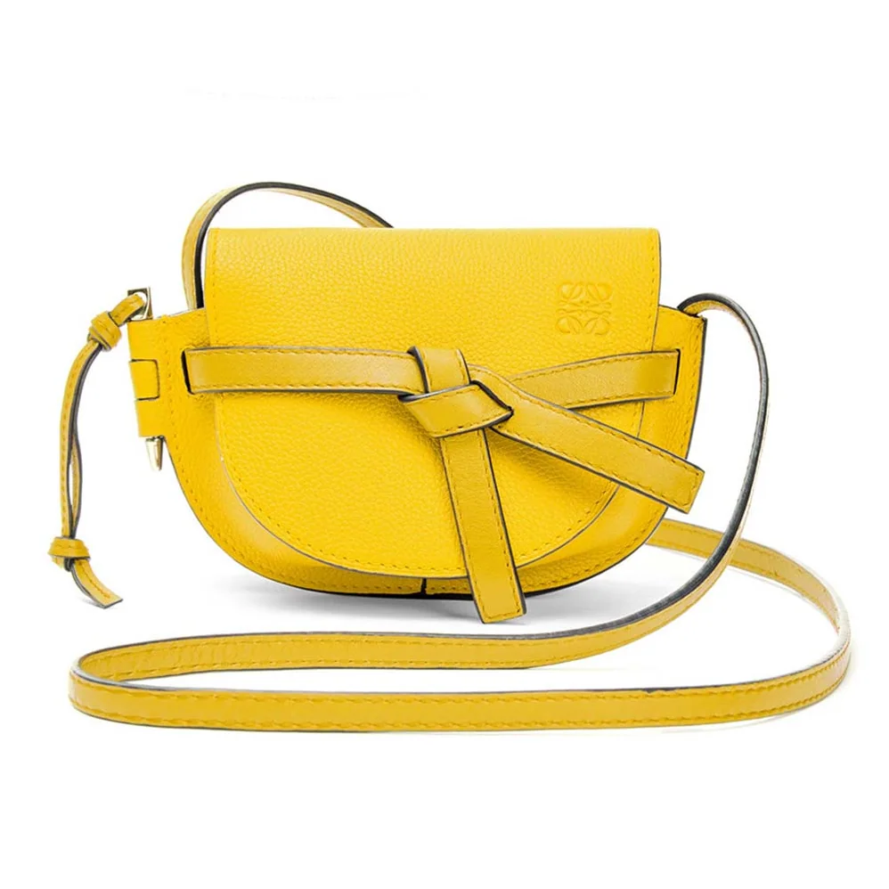 Loewe Gate Mini Bag Yellow Soft Grained Calf Leather for Women