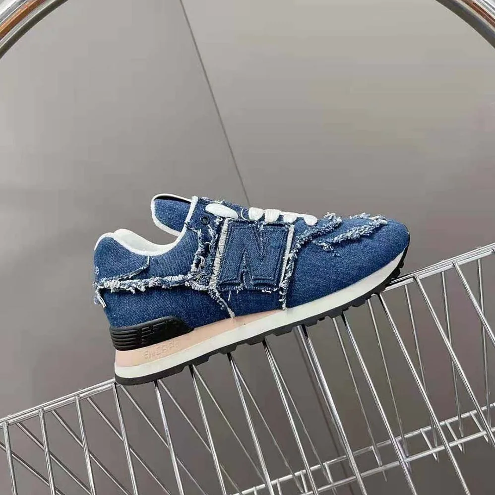 Miu Miu New Balance 574 x Miu Miu Denim Sneakers for Women in Blue Miu Miu New Balance 574 x Miu Miu Denim Sneakers for Women in Blue