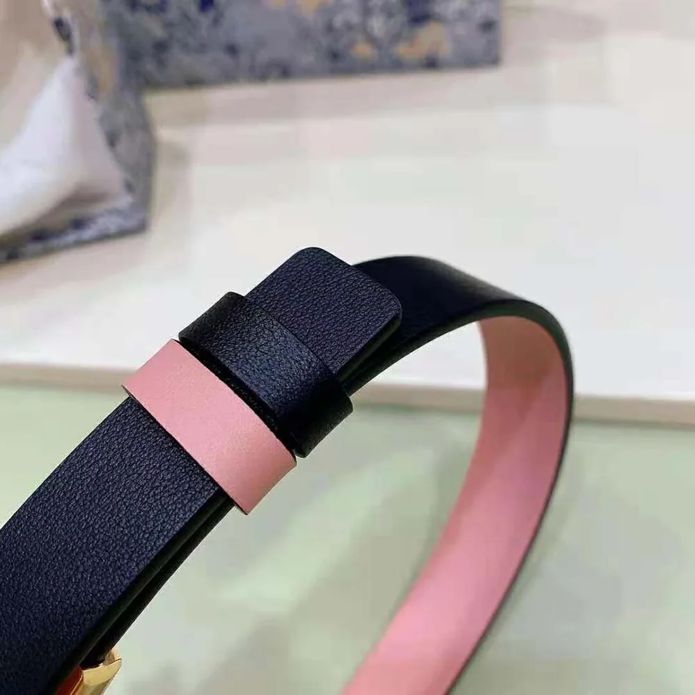Dior 30 Montaigne Reversible Belt Black and Ethereal Pink Smooth Calfskin 20 MM for Women