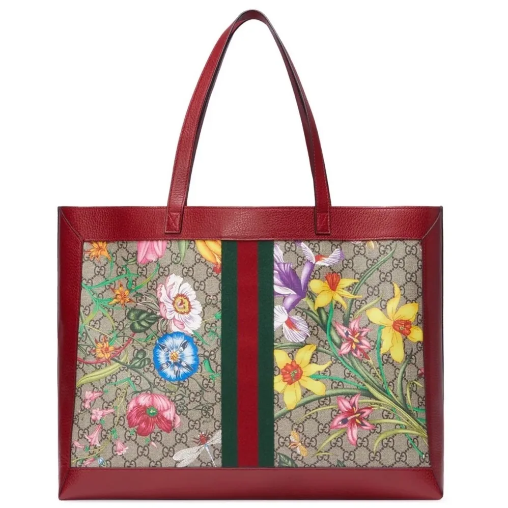 Gucci Ophidia Flora Tote Bag in Red Gold Hardware