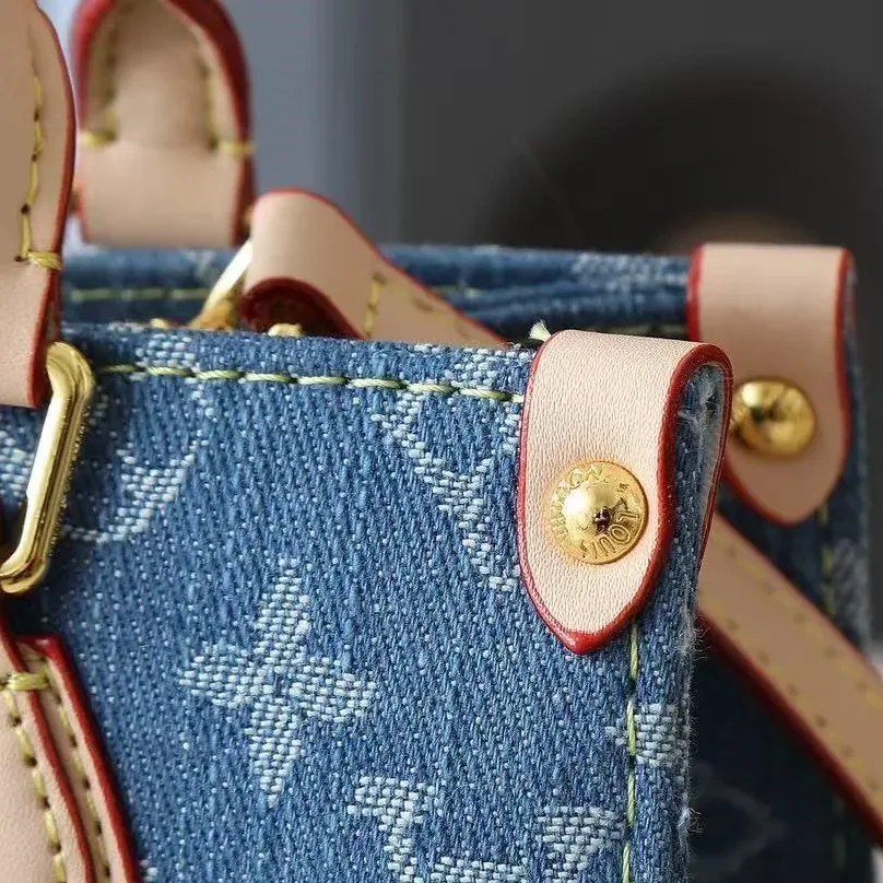 Louis Vuitton OnTheGo PM Tote Bag in Denim Blue Gold Hardware