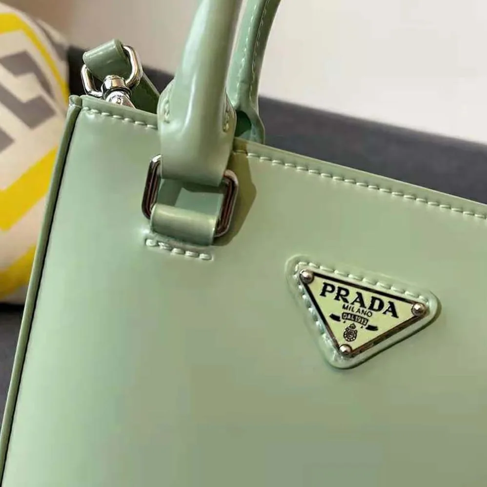Prada Small Brushed Leather Tote for Women in Aqua Prada Small Brushed Leather Tote for Women in Aqua