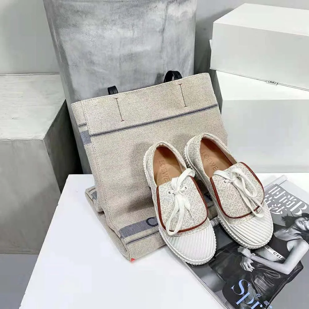 Loewe Anagram Flap Sneaker in Canvas for Women in White Loewe Anagram Flap Sneaker in Canvas for Women in White
