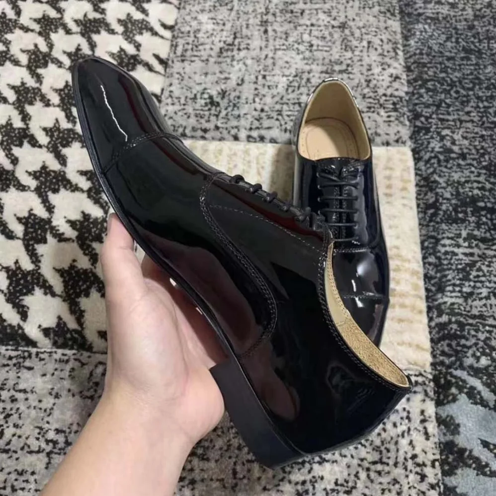 Christian Louboutin Greggo Lace-up Shoes in Patent Calf Leather for Men in Black Christian Louboutin Greggo Lace-up Shoes in Patent Calf Leather for Men in Black