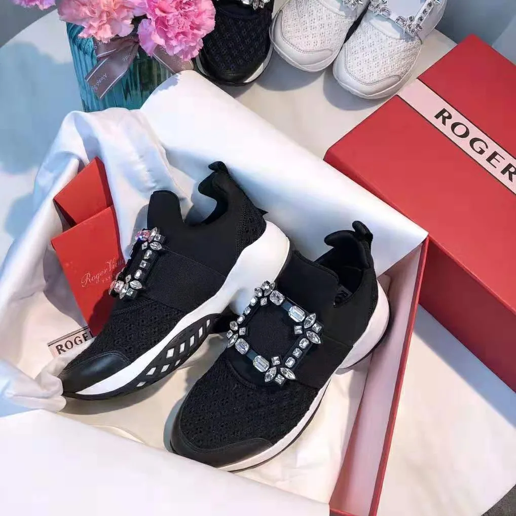 Roger Vivier Viv' Run Strass Buckle Sneakers for Women in Black Roger Vivier Viv' Run Strass Buckle Sneakers for Women in Black