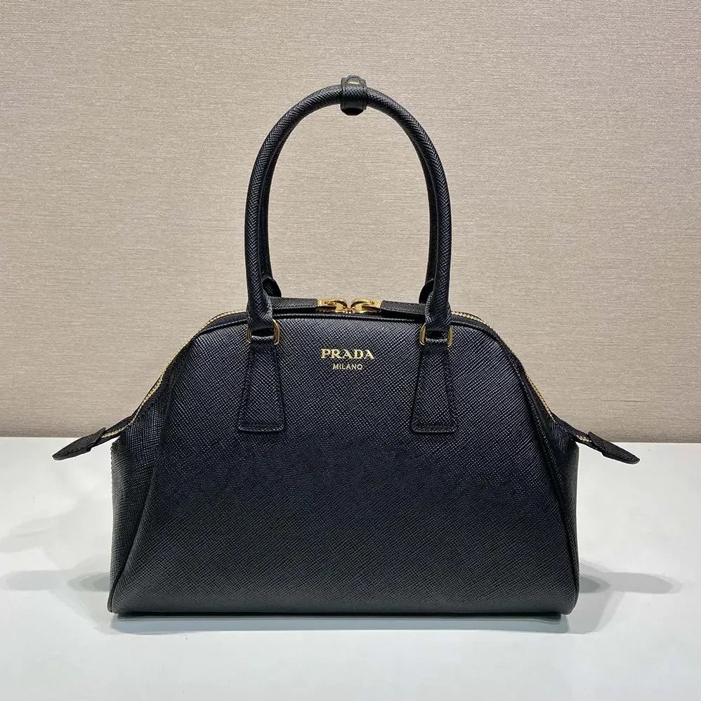 Prada Medium Saffiano Leather Bag for Women in Black Prada Medium Saffiano Leather Bag for Women in Black