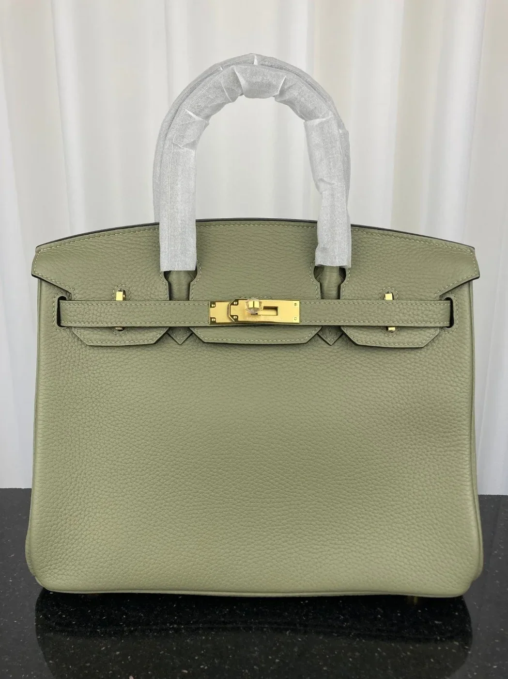Hermes Birkin 30 Top Handle Bag in Green Moss Gold Hardware Hermes Birkin 30 Top Handle Bag in Green Moss Gold Hardware