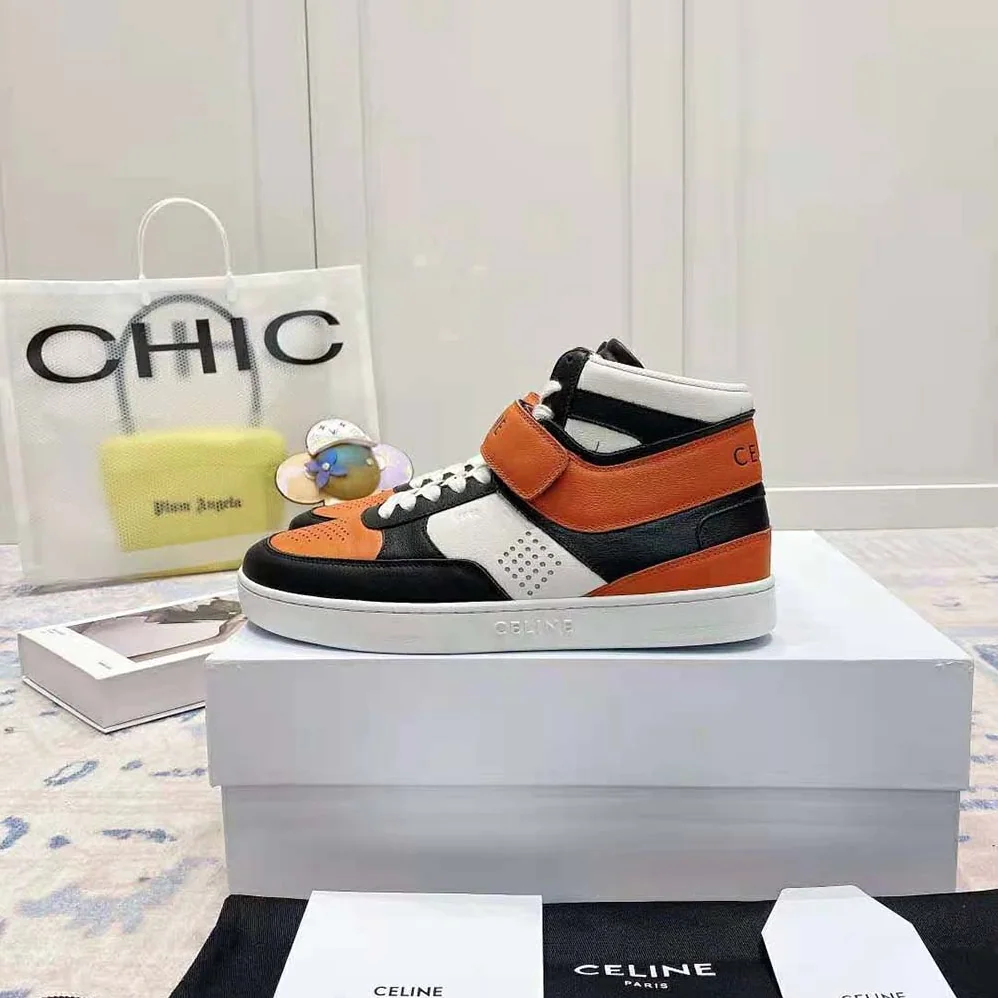 Celine CT-03 High Sneaker with Scratch in Calfskin for Men in Orange