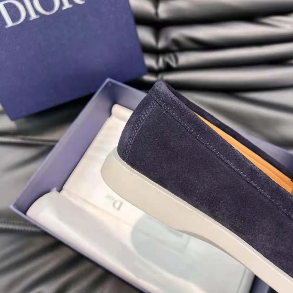 Dior Granville Loafer Navy Blue Suede with Beige and Black Dior Oblique Jacquard for Men