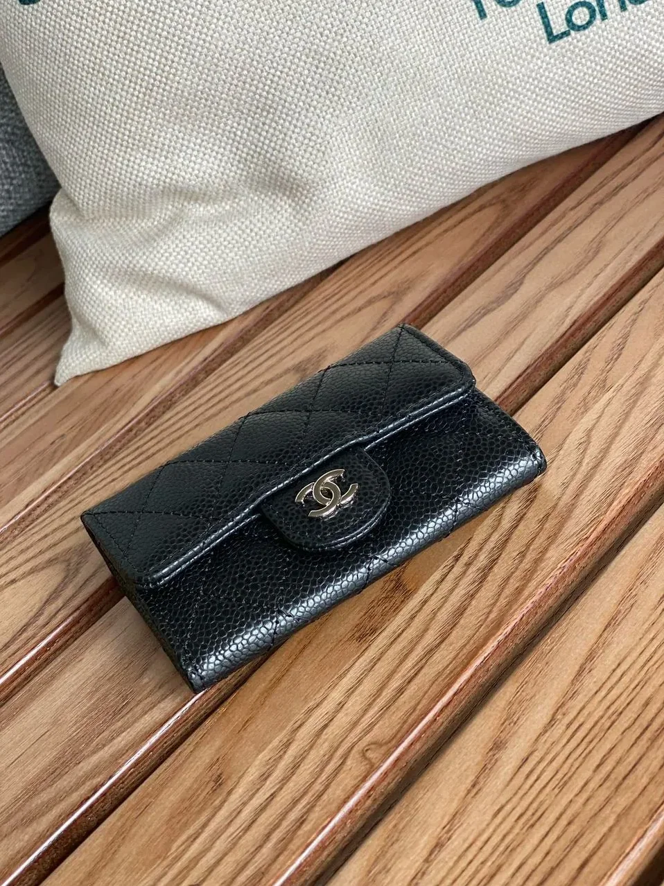 Chanel Classic Card Holder Silver Black