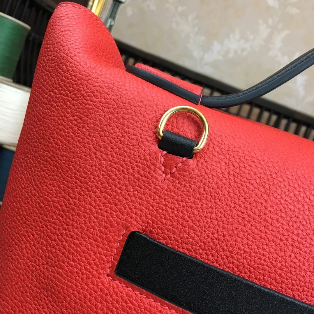 Hermes Clemence Swift Red Gold Toned Hardware Hermes Clemence Swift Red Gold Toned Hardware