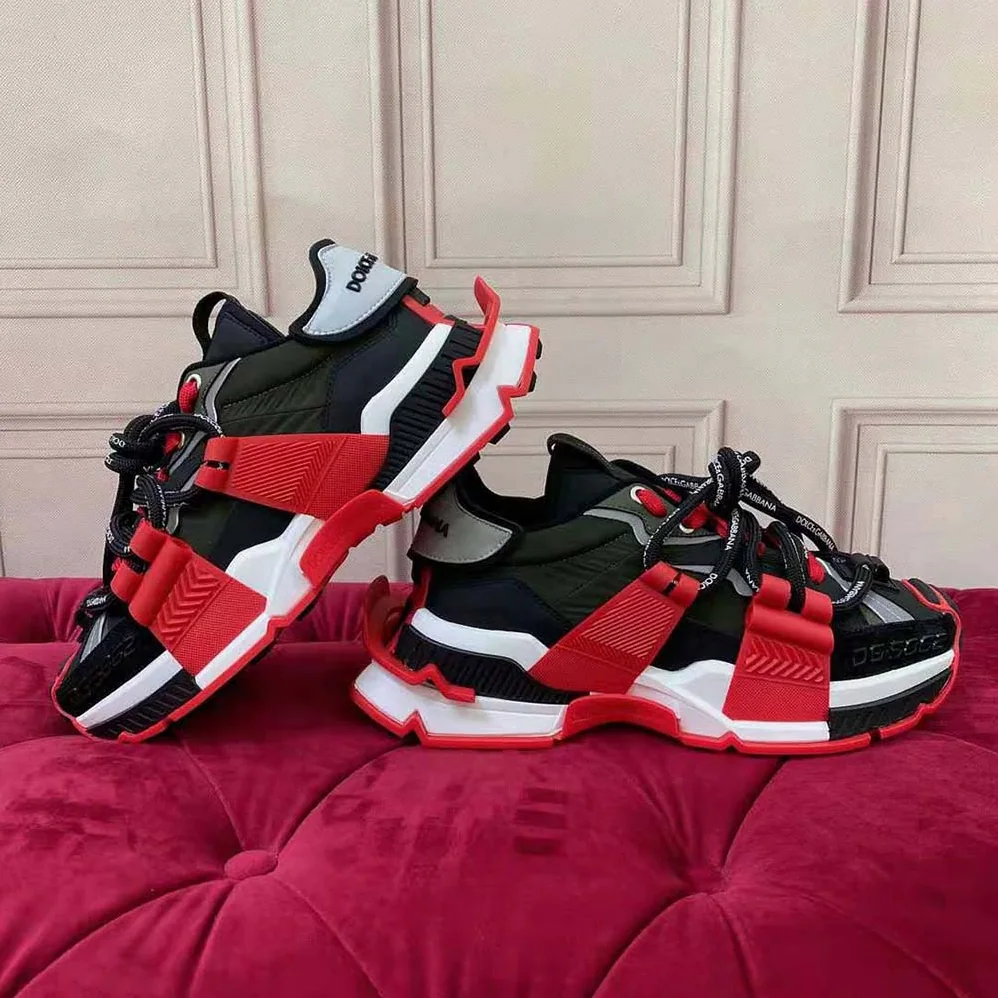 Dolce Gabbana D&G Mixed-Material Space Sneakers for Men in Maroon