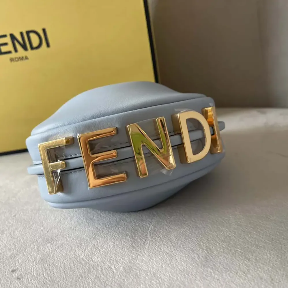 Fendi Nano Fendigraphy Blue Leather Charm for Women