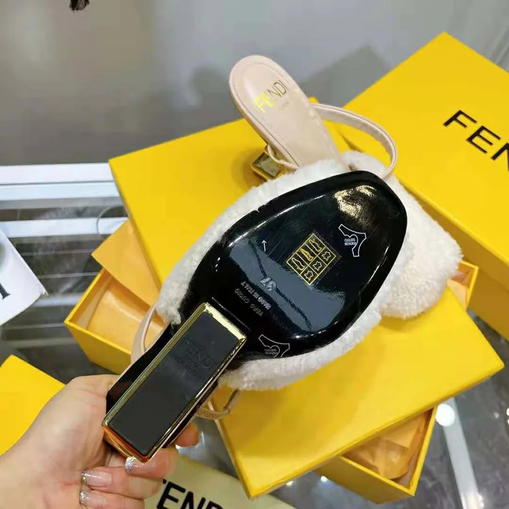 Fendi First White Sheepskin High for Women in Heeled Sandals Fendi First White Sheepskin High for Women in Heeled Sandals