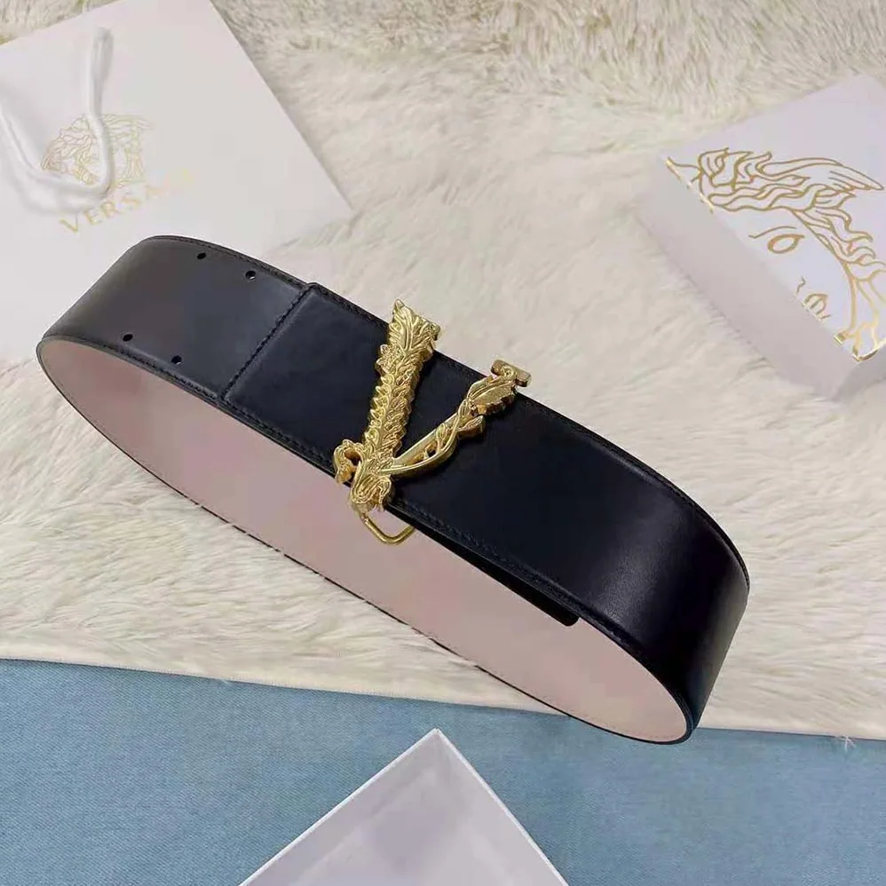 Versace Virtus Waist belt in Calf Leather for Women in Black