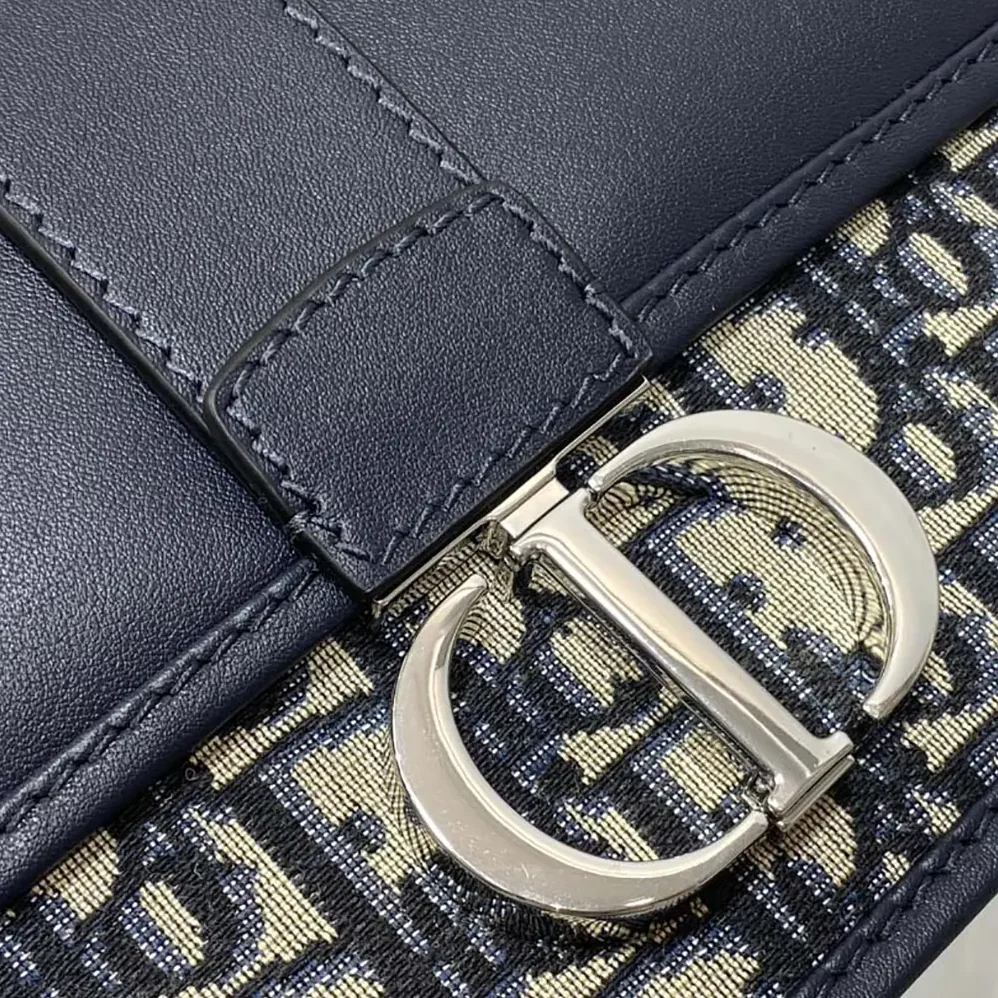 Dior 30 Montaigne Bag Blue Dior Oblique Jacquard and Smooth Calfskin for Women