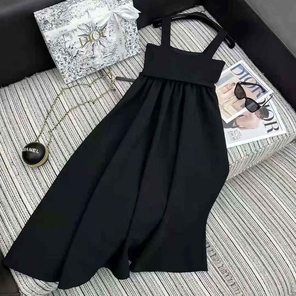 Dior Mid-length Belted Dress Black Wool and Silk for Women