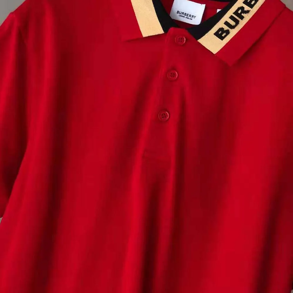 Burberry Logo Detail Cotton Pique Polo Shirt for Men in Red