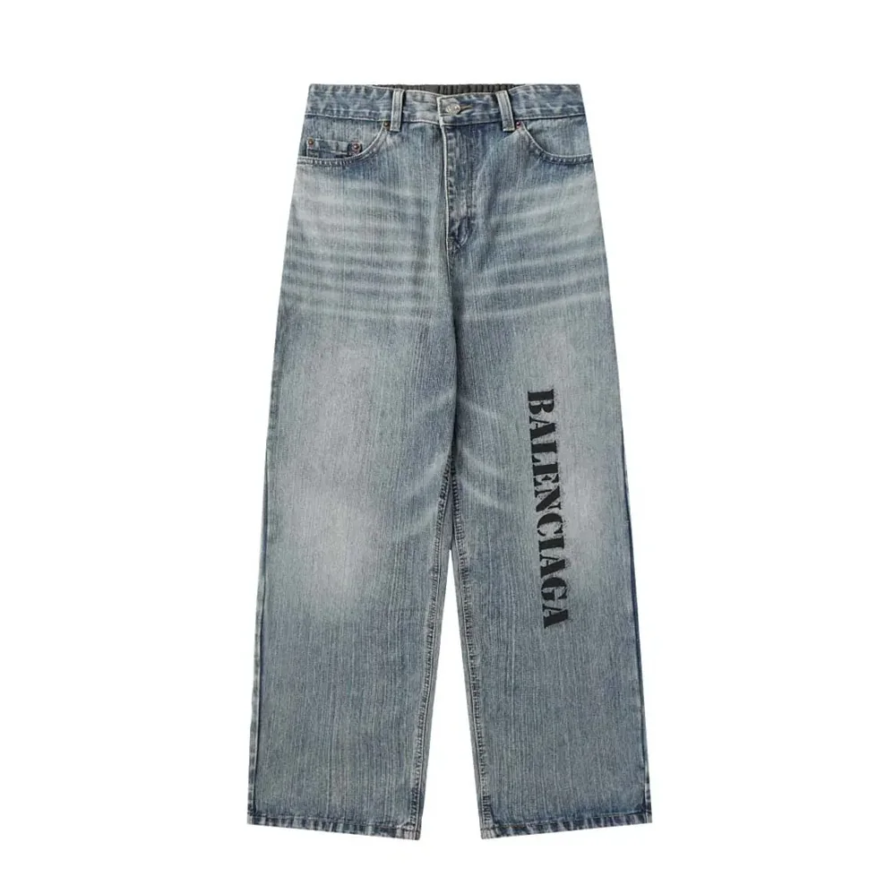 Balenciaga Baggy Pants In Light Blue Cotton Denim for Women Balenciaga Baggy Pants In Light Blue Cotton Denim for Women