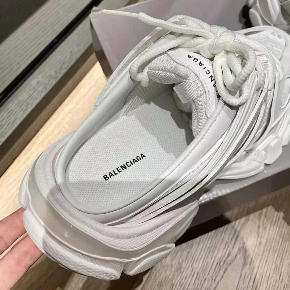 Balenciaga Track Mule in White Mesh and Nylon for Women Balenciaga Track Mule in White Mesh and Nylon for Women