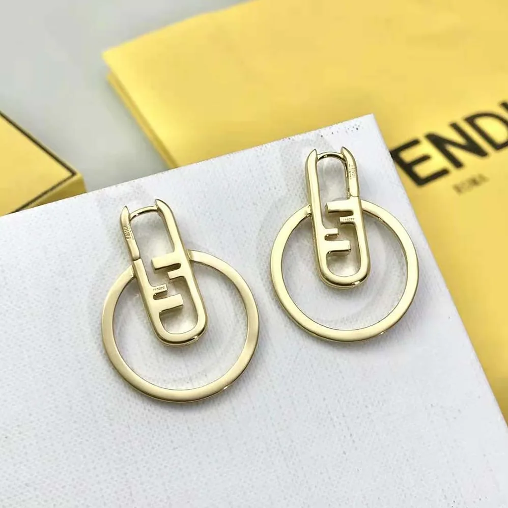 Fendi O Lock Earrings Gold for Women in Colored