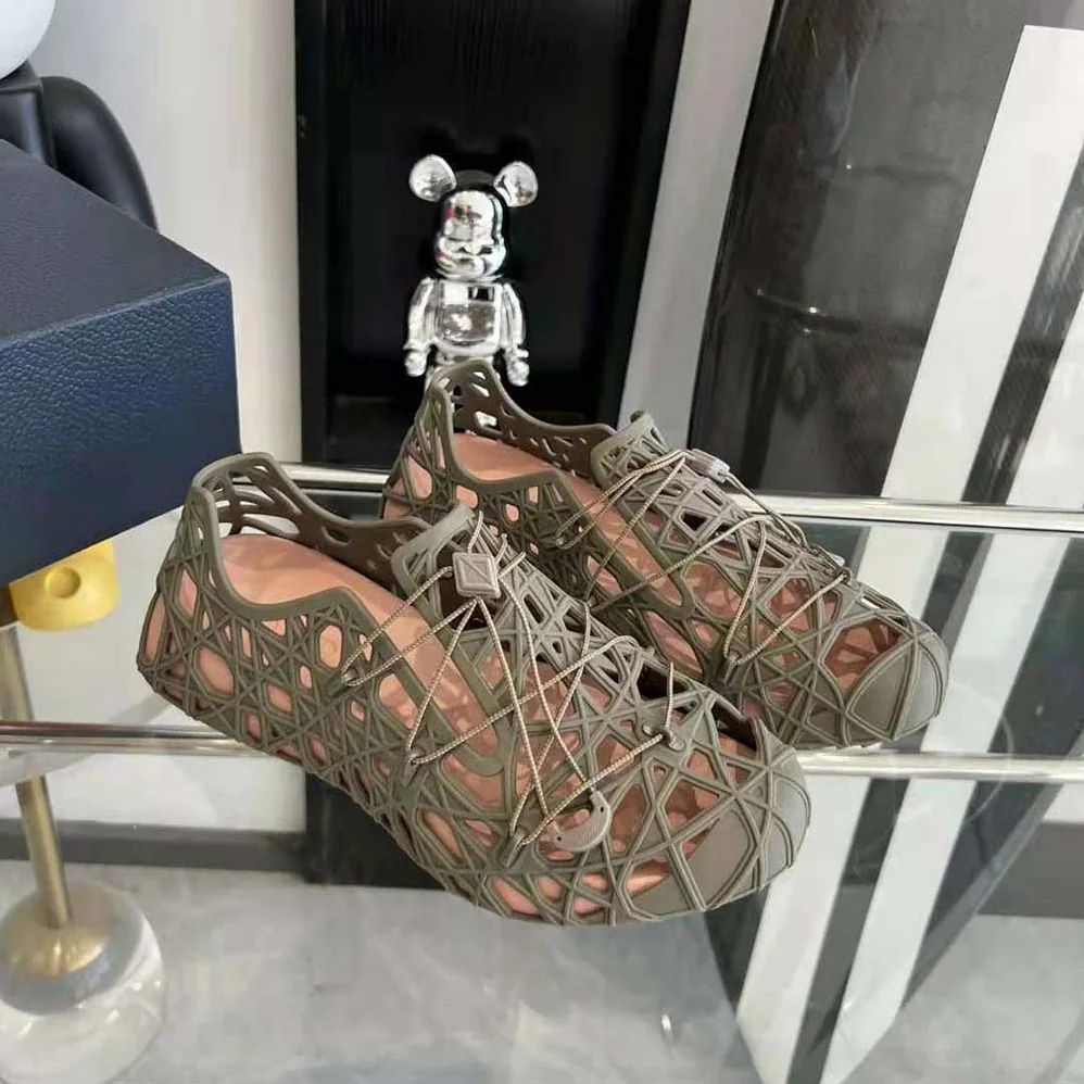 Dior Warp Sandal Khaki Cosmo Rubber with Warped Cannage Motif for Men