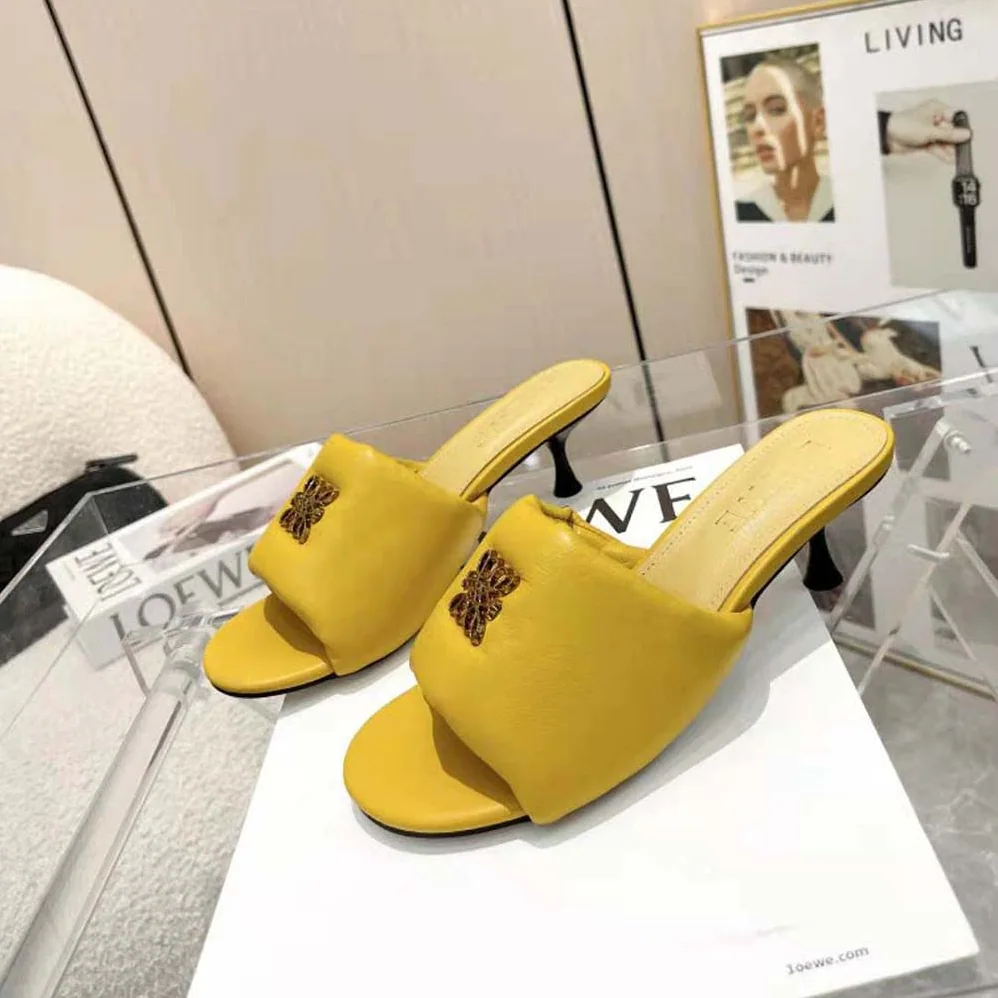 Loewe Anagram Padded Mule in Lambskin for Women in Orange