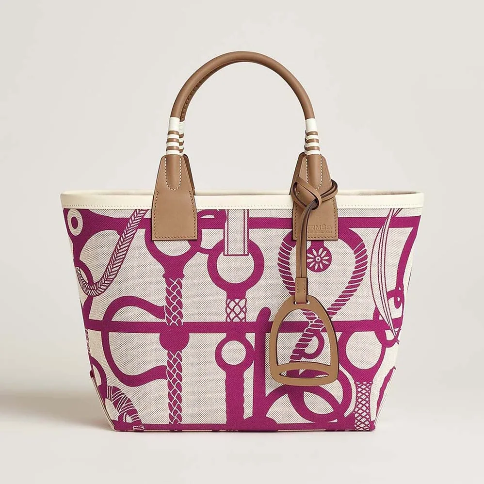 Hermes Steeple 25 Ecru Tote Bag for Unisex in Purple Hermes Steeple 25 Ecru Tote Bag for Unisex in Purple