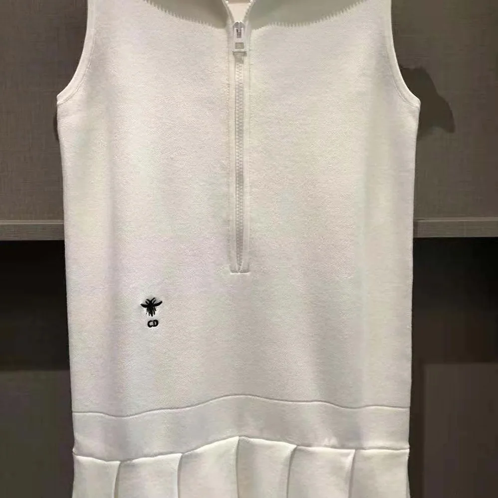 Dior Cropped Fitted Dress White Technical Stretch Pique for Women Dior Cropped Fitted Dress White Technical Stretch Pique for Women
