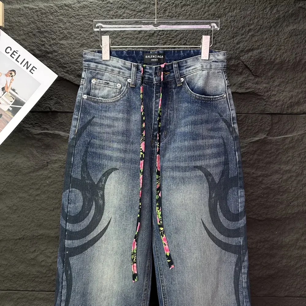 Balenciaga Wide Leg Baggy Pants in Blue for Women