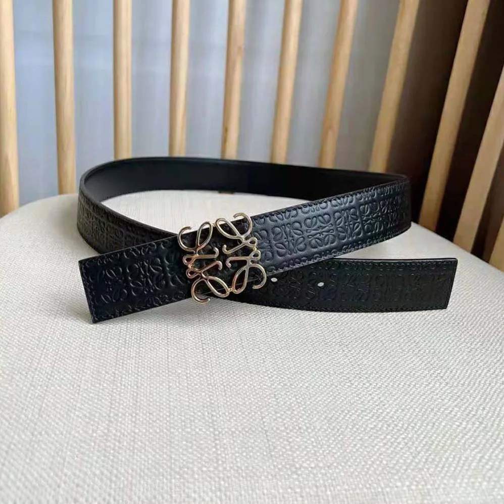 Loewe Reversible Repeat Belt in Silk Calfskin for Unisex in Black