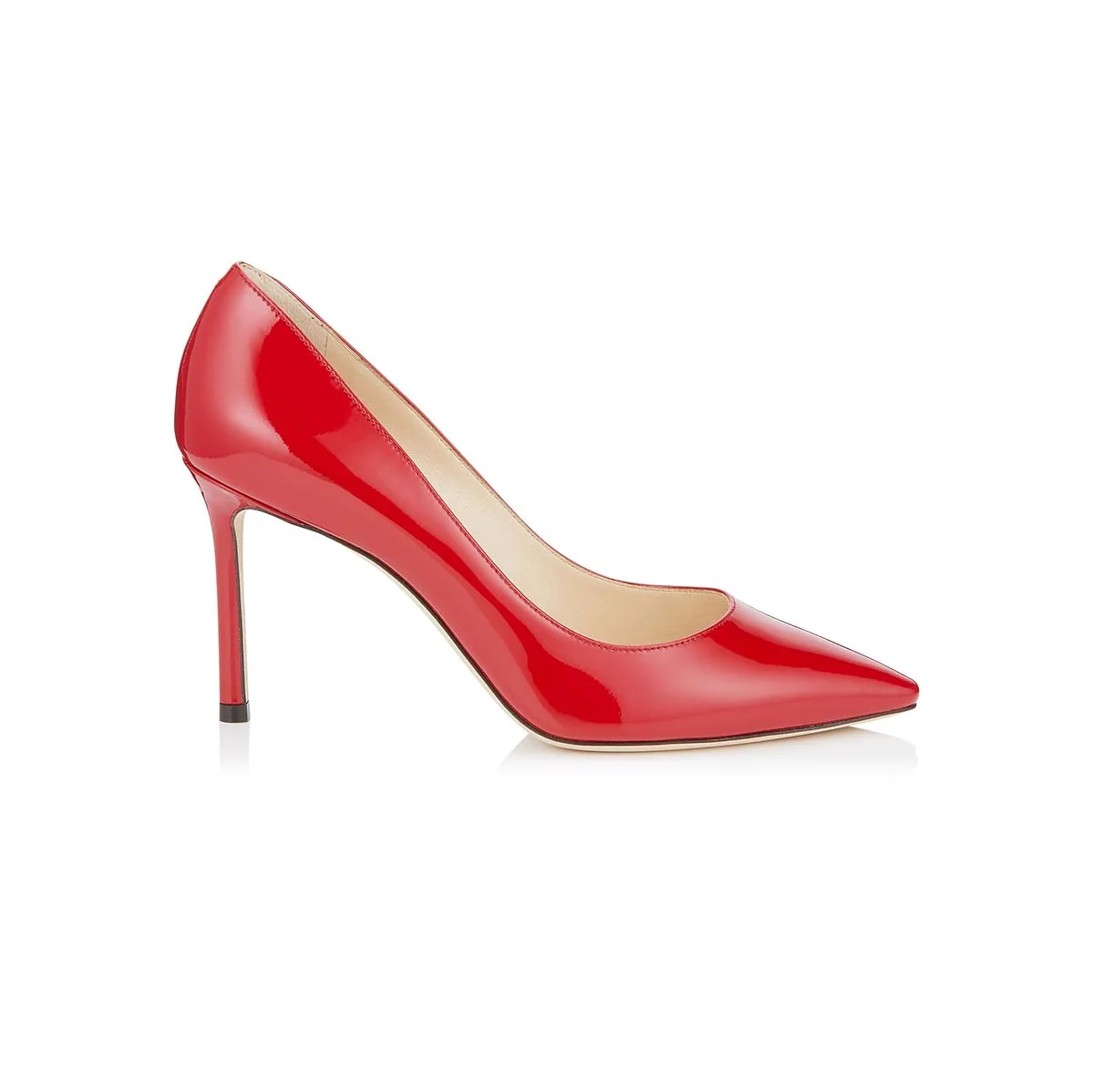 Jimmy Choo Romy 85 Patent Leather Pointy Toe Pumps Shoes for Women in Red