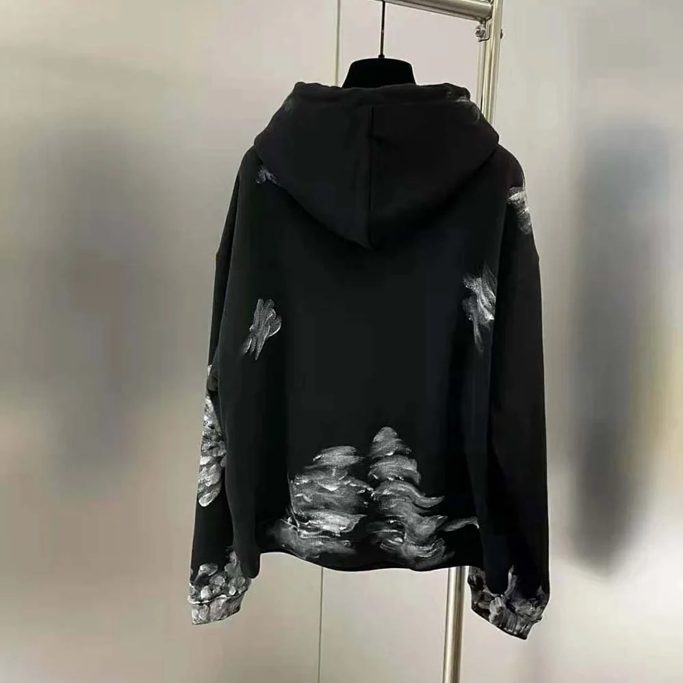 Balenciaga Painter Fitted Hoodie in Black for Women in White Medium Fleece