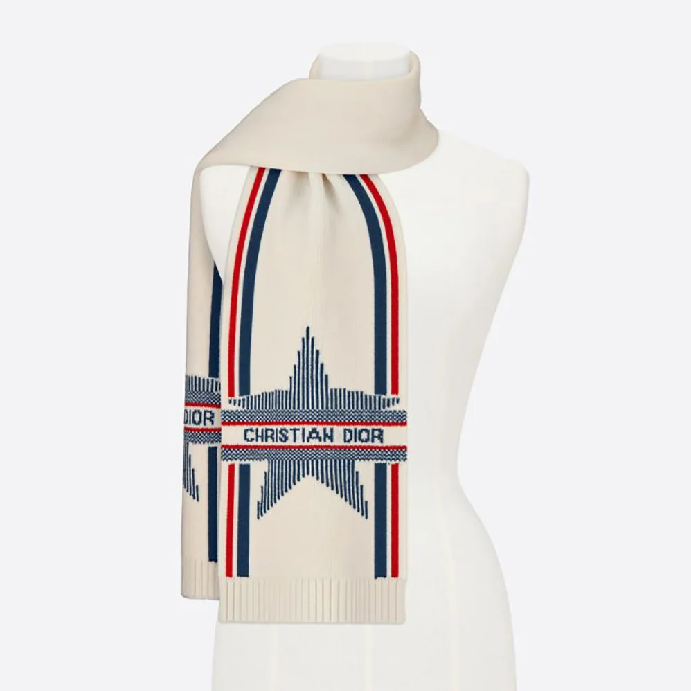 Dior Dioralps Scarf White Three for Women in Tone Wool and Cashmere