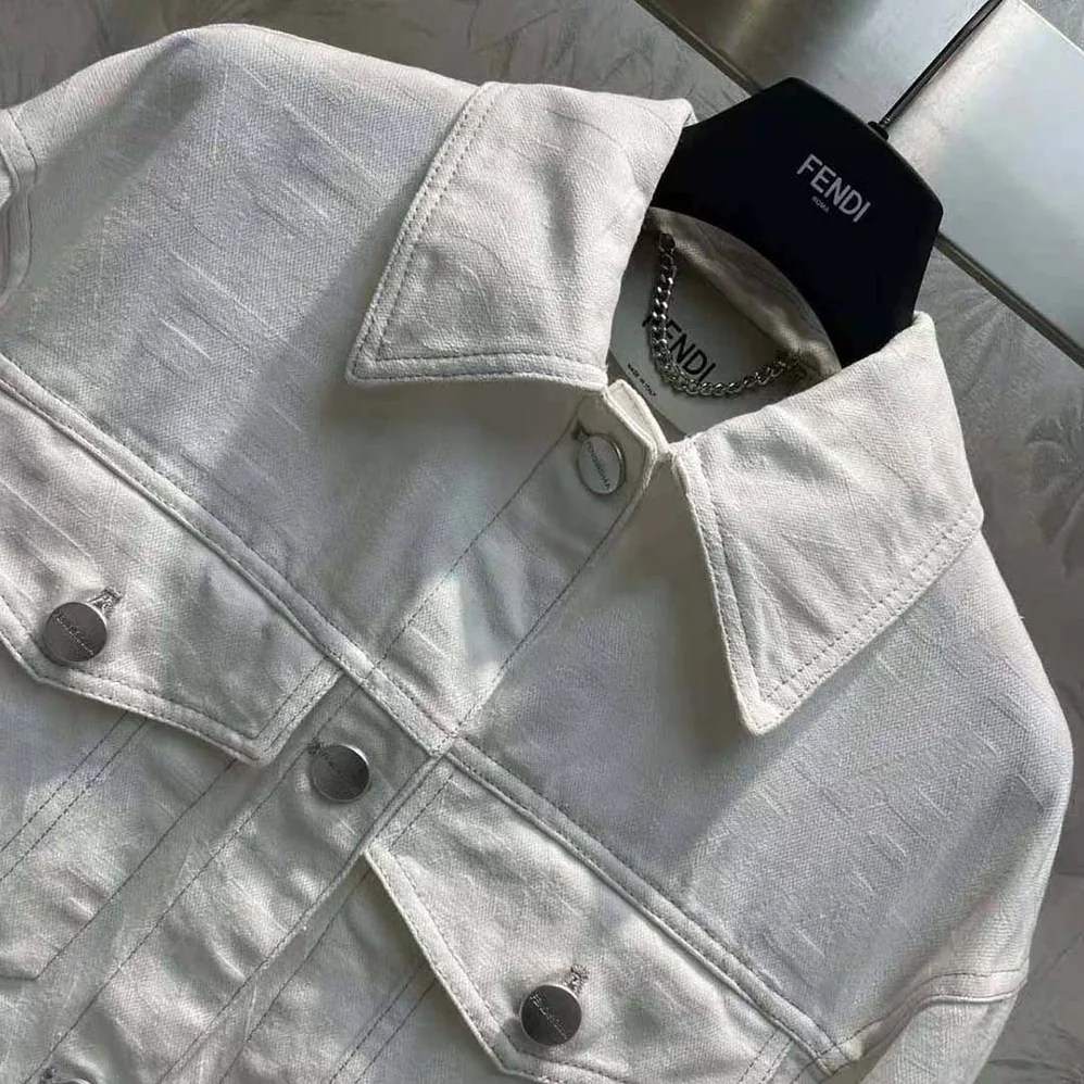 Fendi Blouson White Denim Fendi by Marc Jacobs Jacket for Women