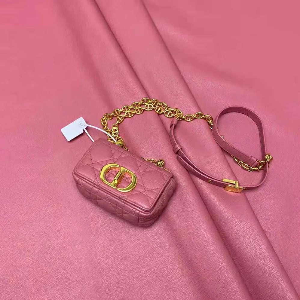 Dior Micro Dior Caro Bag Yarrow Pink Supple Cannage Calfskin for Women