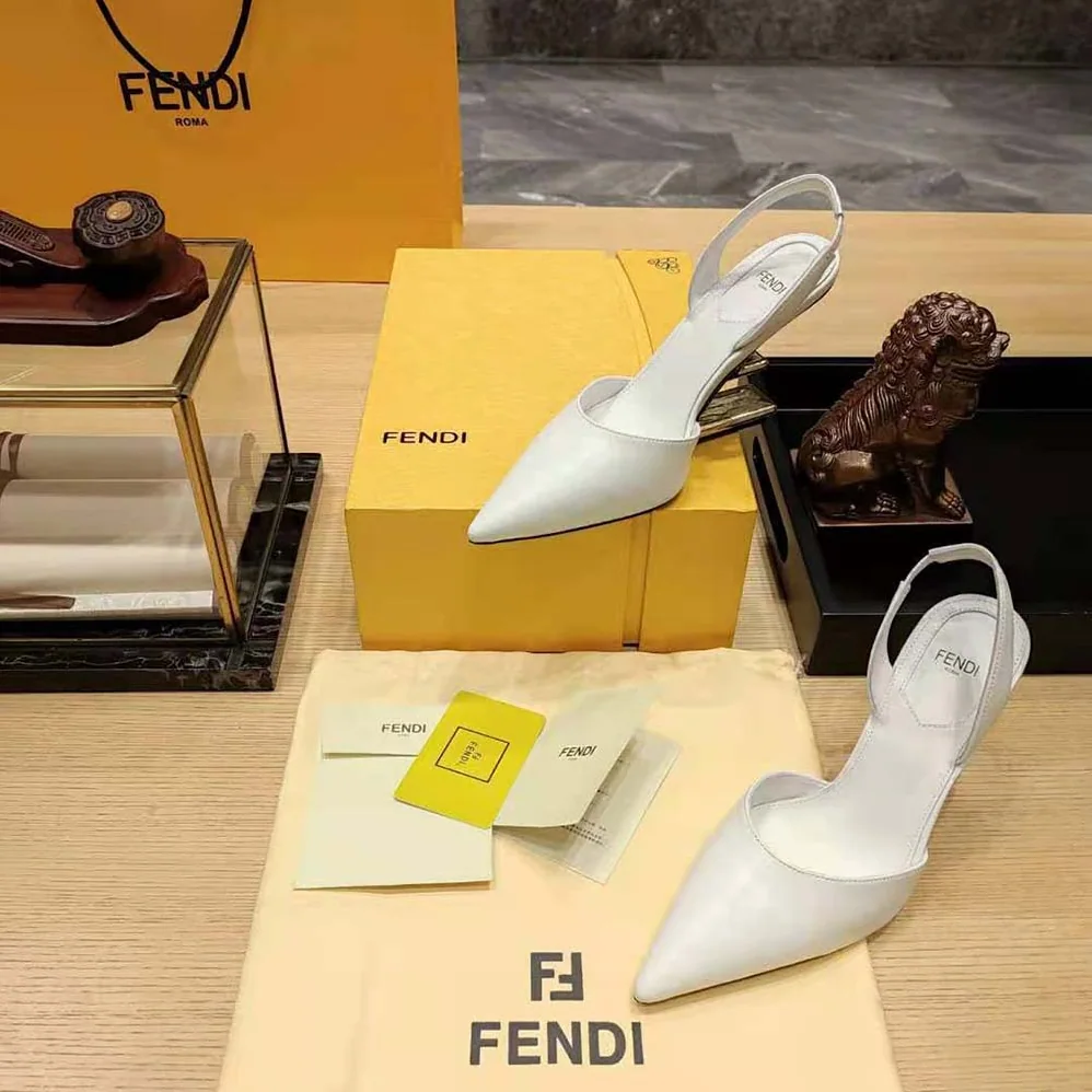 Fendi Fendi First White Leather High for Women in Heeled Slingbacks Fendi Fendi First White Leather High for Women in Heeled Slingbacks
