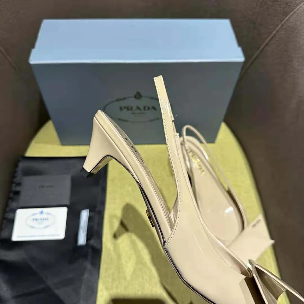 Prada Brushed Leather Slingback Pumps for Women in Pink